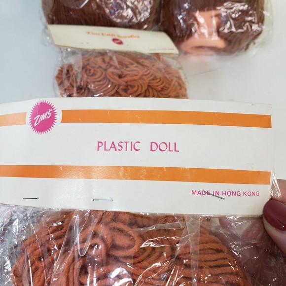 New Lot of 6 Zims Plastic Doll Heads Yarn Hair Dimples Freckles Cabbage Blue Eye - Picture 3 of 5